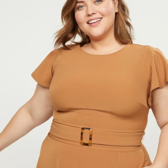Lane Bryant Belted Lena Dress Camel Size 24 NWT - Picture 2 of 8